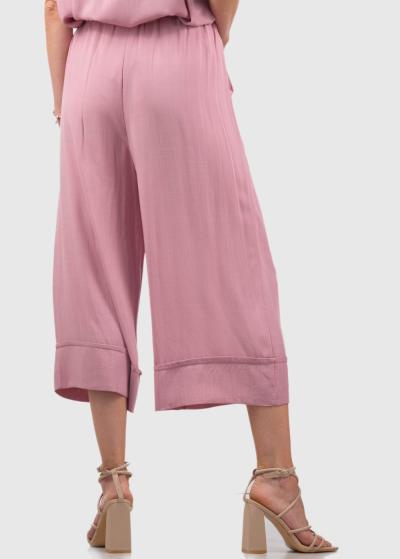 Aliana rozā platas bikses ar augstu jostasvietu - back