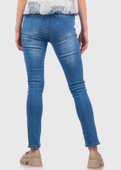 Alida Slim Fit zili sieviešu džinsi ar augstu jostasvietu - back