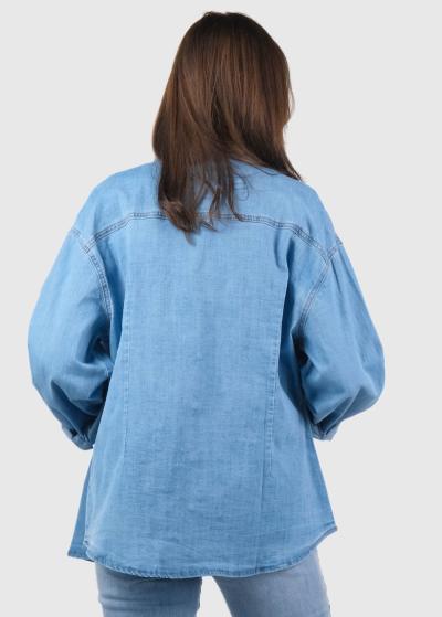 Azura Lielo izmēru zila džinsa jaka ar pogām - back