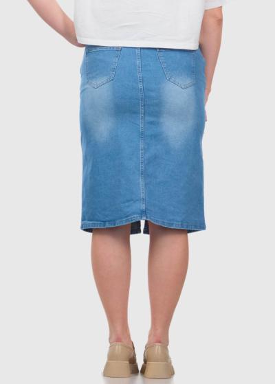 Asuna Lielo izmēru zili džinsa svārki ar šķēlumu - back