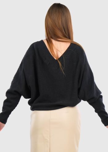 Oria melns sieviešu džemperis - back