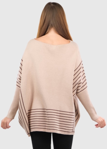 Crocifissa bēšs brīvas piegrieztnes džemperis - back