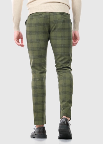 Massimo zaļas, rūtainas vīriešu bikses - back