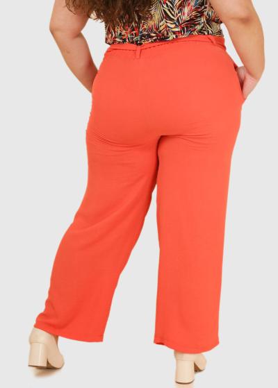 Paula Lielo izmēru oranžas sieviešu bikses ar jostu  - back