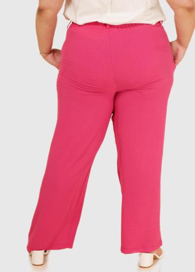 Paula Lielo izmēru rozā sieviešu bikses ar jostu  - back