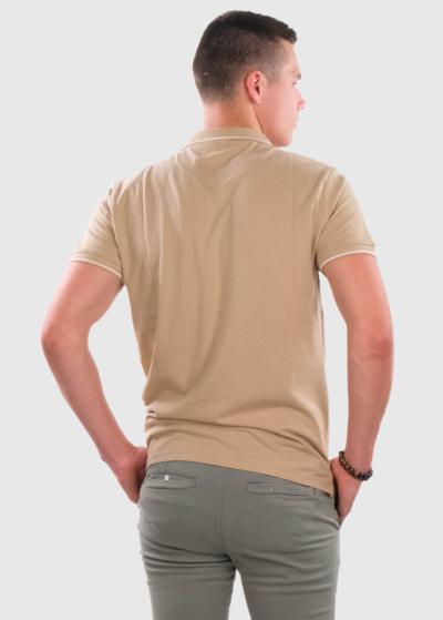 Bēšs vīriešu polo krekls - back