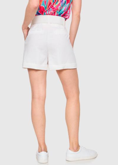 Aine balti sieviešu šorti ar jostu - back