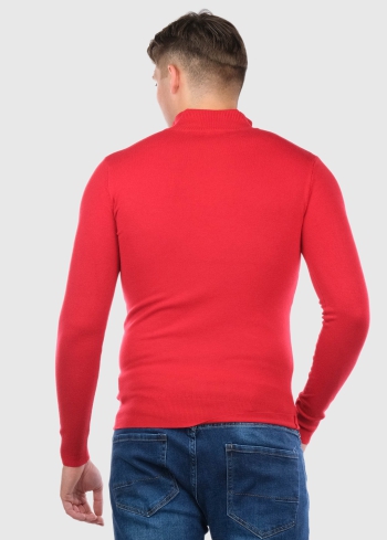 Costanzo sarkans vīriešu džemperis ar rāvējslēdzēju - back