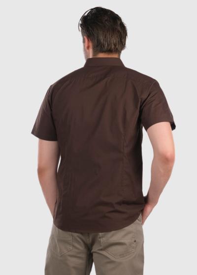 Josué Slim Fit tumši brūns krekls ar īsām piedurknēm - back