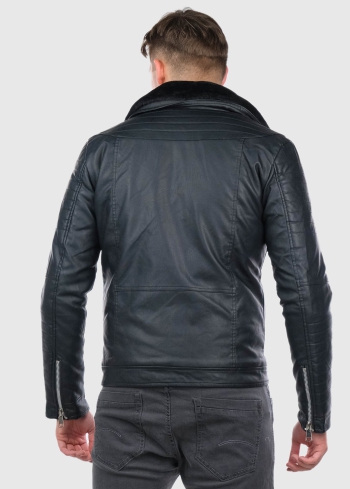 Fausto melna mākslīgās ādas jaka - back