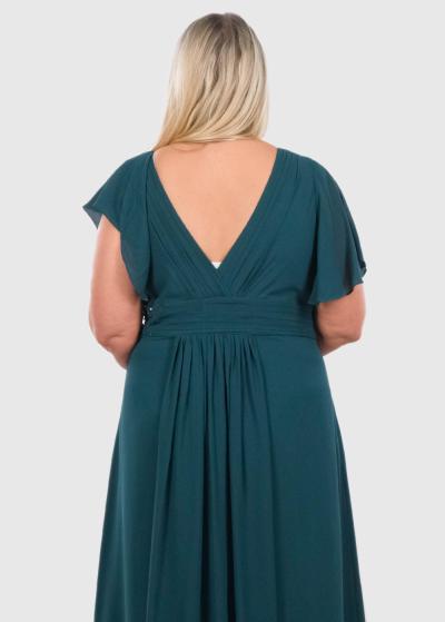 Bruna Lielo izmēru zaļa gara vakarkleita - back