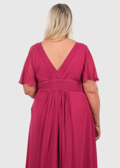 Bruna Lielo izmēru tumši rozā gara vakarkleita - back