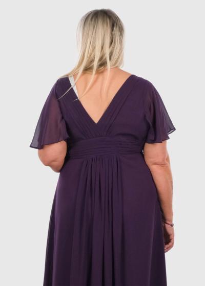 Azumi Lielo izmēru tumši violeta gara vakarkleita - back