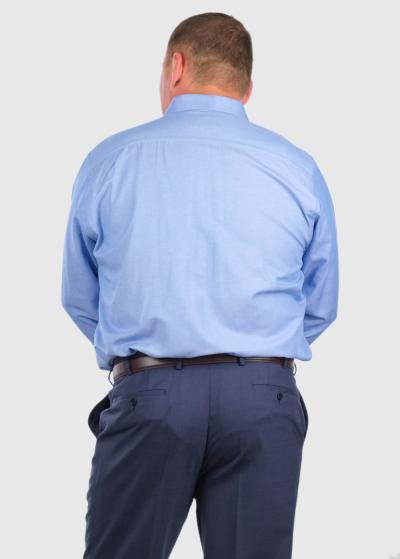 Regular Fit Lielo Izmēru zils vīriešu krekls  - back