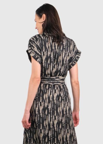 Anora melna gara kleita ar īsām piedurknēm - back