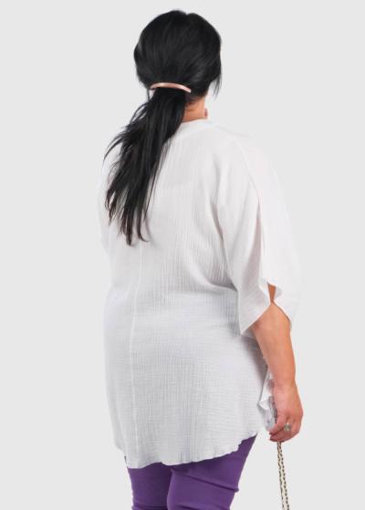 Pilar Lielo izmēru balta blūze ar V-veida izgriezumu  - back