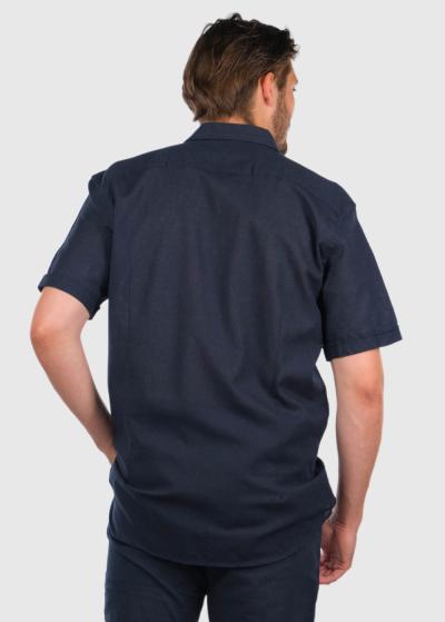 Ampelio tumši zils vīriešu krekls ar īsām piedurknēm - back