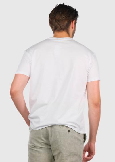 Akshan balts vīriešu t-krekls ar apaļu izgriezumu  - back