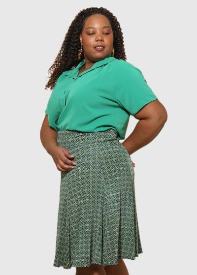 Carrie Lielo izmēru zaļi svārki ar rakstu - back