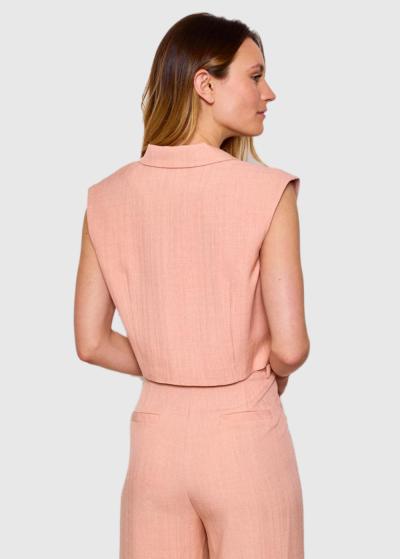 Avesta gaiši rozā sieviešu veste ar pogām - back