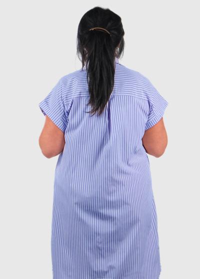 Olimpia Lielo izmēru zila strīpaina blūze - back