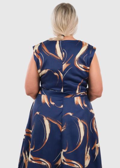 Anzu Lielo izmēru tumši zila īsa vakarkleita ar rakstu  - back