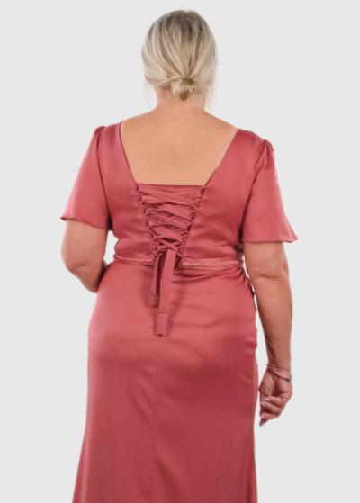 Anastasiia Lielo izmēru rozā gara vakarkleita - back