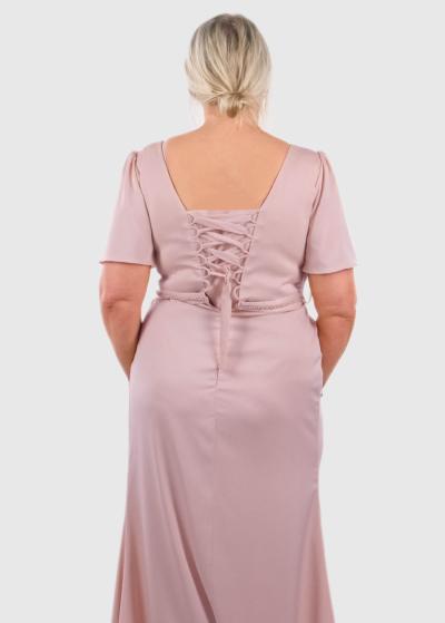 Anastasiia Lielo izmēru gaiši rozā gara vakarkleita - back