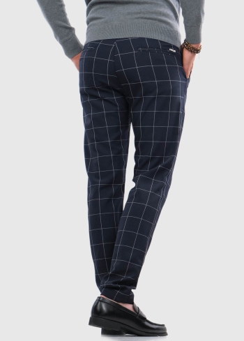 Barnaba tumši zilas rūtainas bikses - back