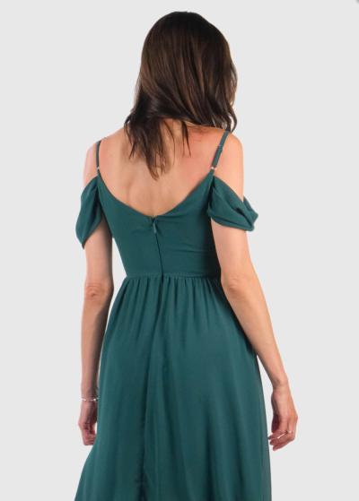 Bonnibel tumši zaļa īsa vakarkleita - back