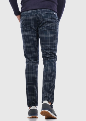 Baldovino tumši zilas vīriešu rūtainas bikses - back