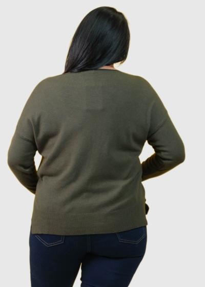 Deli Lielo izmēru haki sieviešu džemperis - back