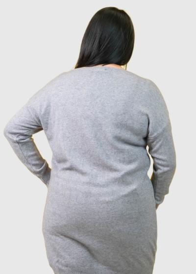 Delicia Lielo izmēru pelēka džemperkleita - back