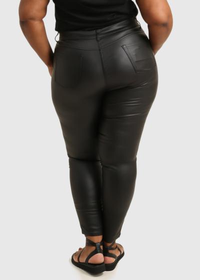 Dagny Lielo izmēru melnas mākslīgās ādas bikses - back