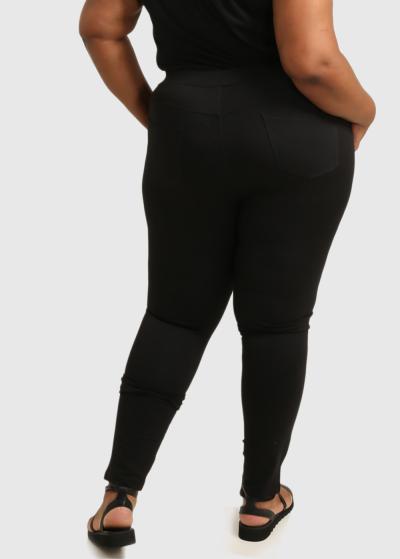 Della Lielo izmēru Slim Fit melnas sieviešu bikses - back