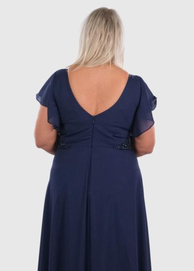 Dominika Lielo izmēru tumši zila gara vakarkleita - back