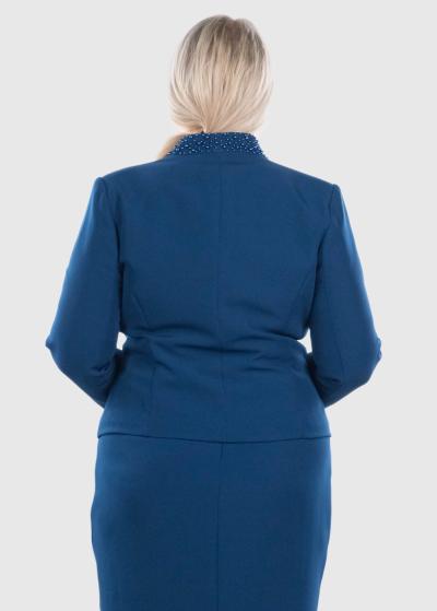 Dinora Lielo izmēru zila vakarkleita ar žaketi  - back
