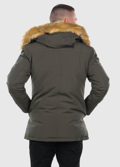 Ciprian tumši zaļa apsildāma jaka ar kapuci - back