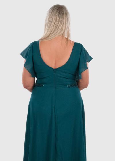 Dominika Lielo izmēru tumši zaļa gara vakarkleita - back