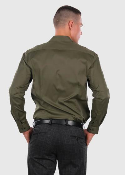 Slim Fit haki krekls ar garām piedurknēm  - back