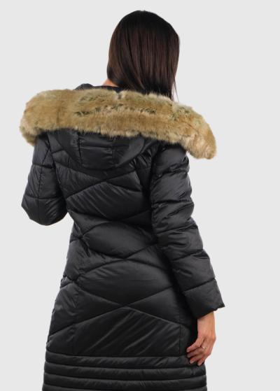 Eska melna pagarināta sieviešu jaka - back