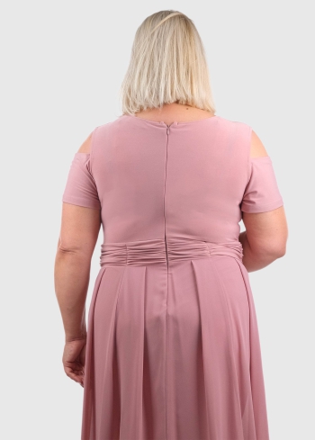 Ermenegilda Lielo izmēru gaiši rozā vakarkleita - back