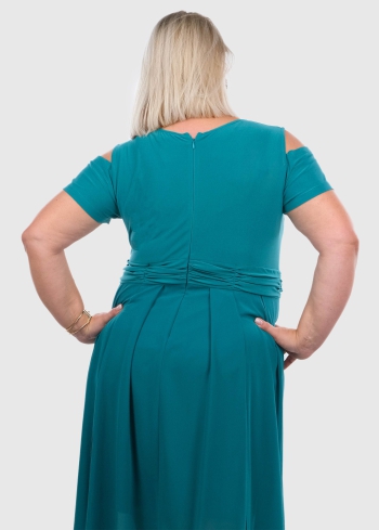 Ermenegilda Lielo izmēru zaļa vakarkleita - back