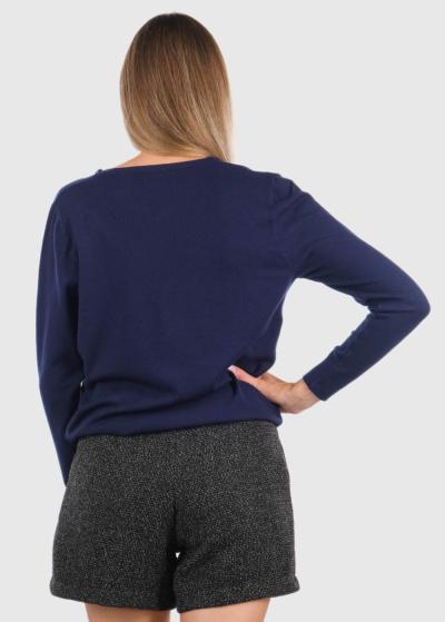 Eudora tumši zils džemperis ar V-veida izgriezumu  - back