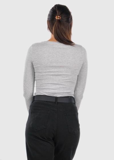 Ether pelēks sieviešu t-krekls ar garām piedruknēm  - back