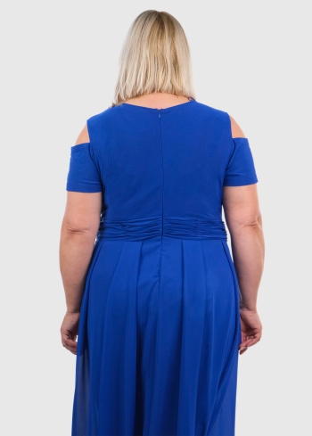 Erica Lielo izmēru tumši zila gara vakarkleita - back