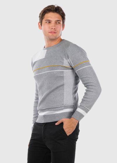 Elimar pelēks džemperis ar ģeometrisku printu - back