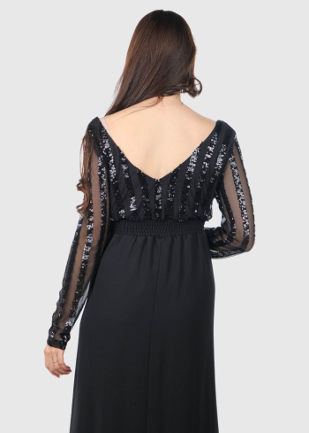 Imelda melna gara vakarkleita ar spīguļiem - back