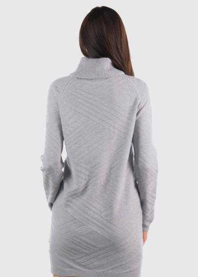 Geneva pelēka džemperkleita ar augstu apkakli - back