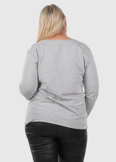 Irem Lielo izmēru pelēks t-krekls ar garām piedruknēm  - back